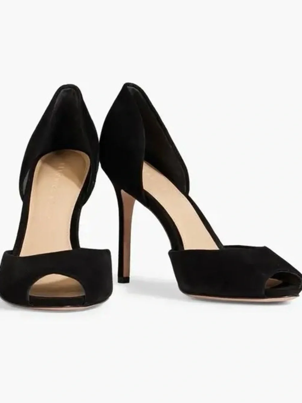 $395 Veronica Beard Gadot Black Suede Peep-Toe Stiletto Heels Pumps Size 7.5